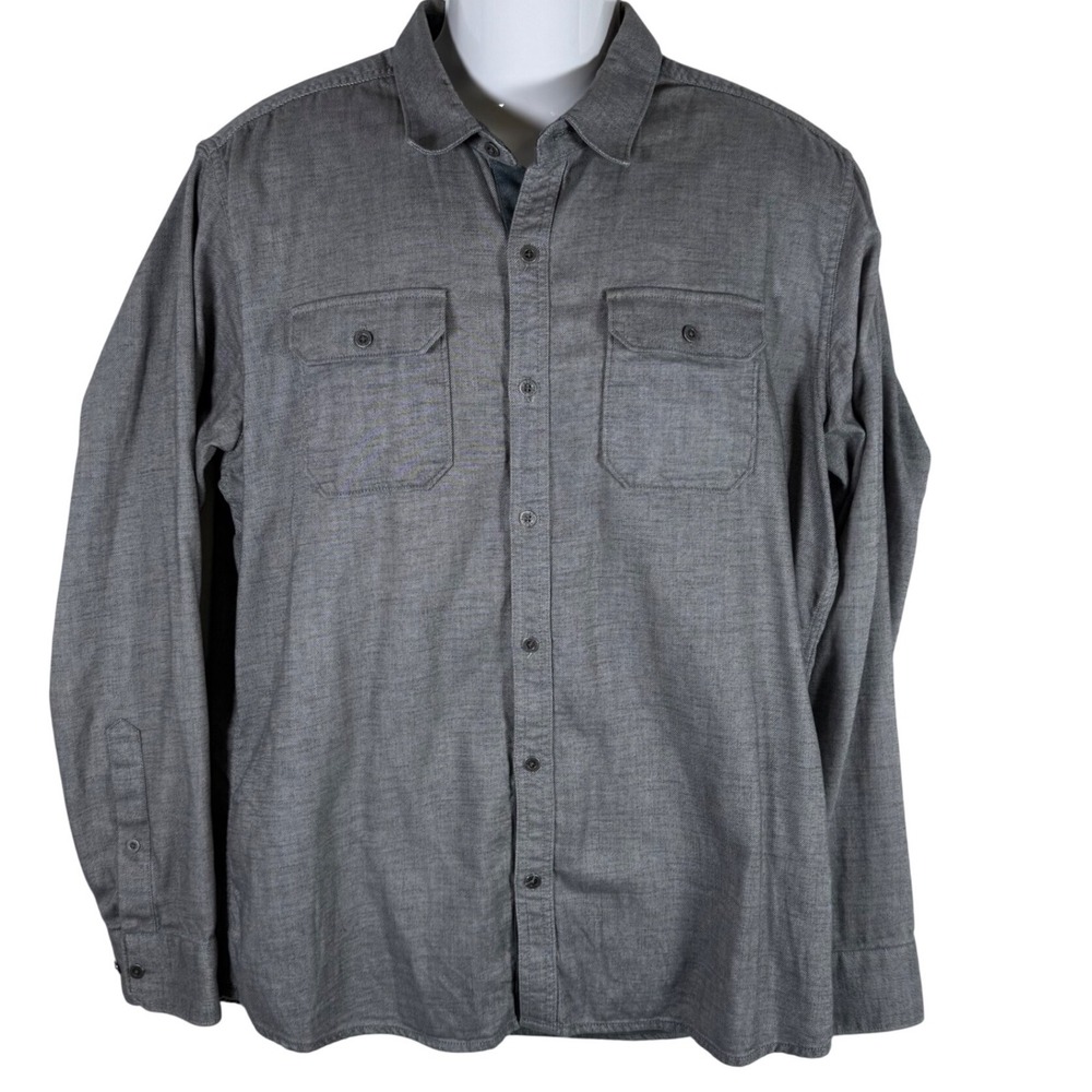 KUHL Descendr Flannel Mens Lg Gray Cotton Tencel Long Sleeve Button Up Shirt